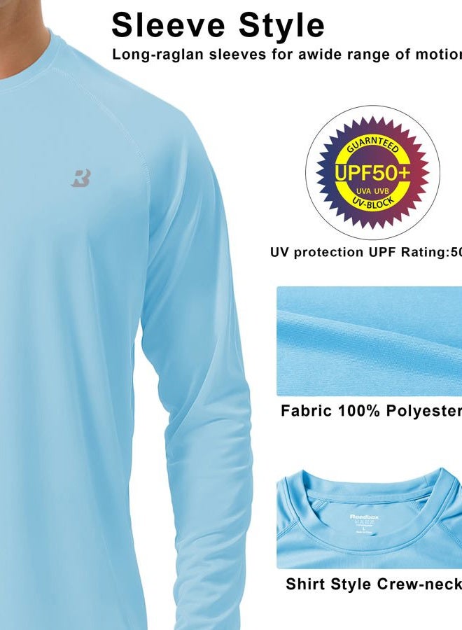 Roadbox Mens Long Sleeve UV Sun Protection Swimming Rash Guard Shirts SPF, L - Image 4