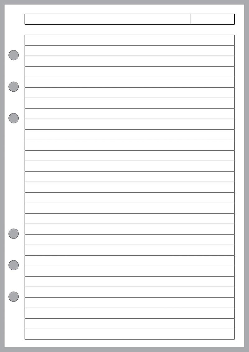 Handy Forms A5 Size Lined Notes Pages, with Subject Line, Sized and Punched for 6-Ring A5 Notebooks by Filofax, LV (GM), Kikki K, TMI, and Others. Sheet Size 5.83" x 8.27" (148mm x 210mm) - Image 1