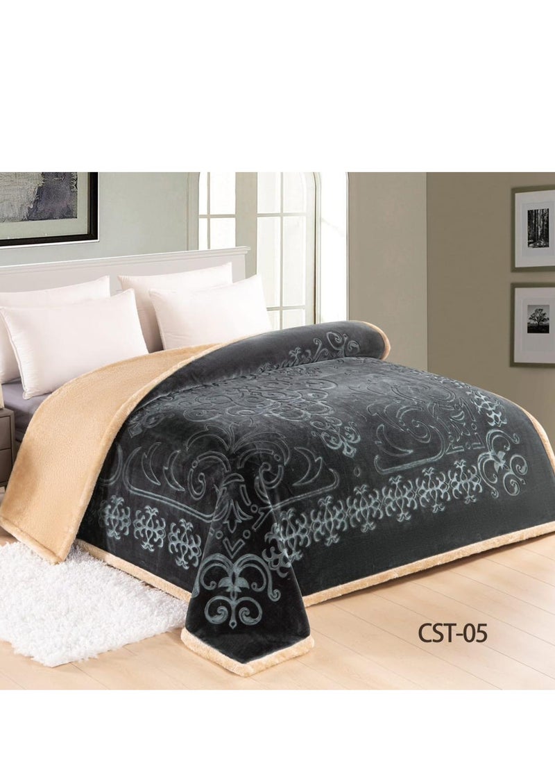 LoveHome Double-sided blanket, soft velvet and warm fur, elegant design, size 240x200 cm  - Image 1