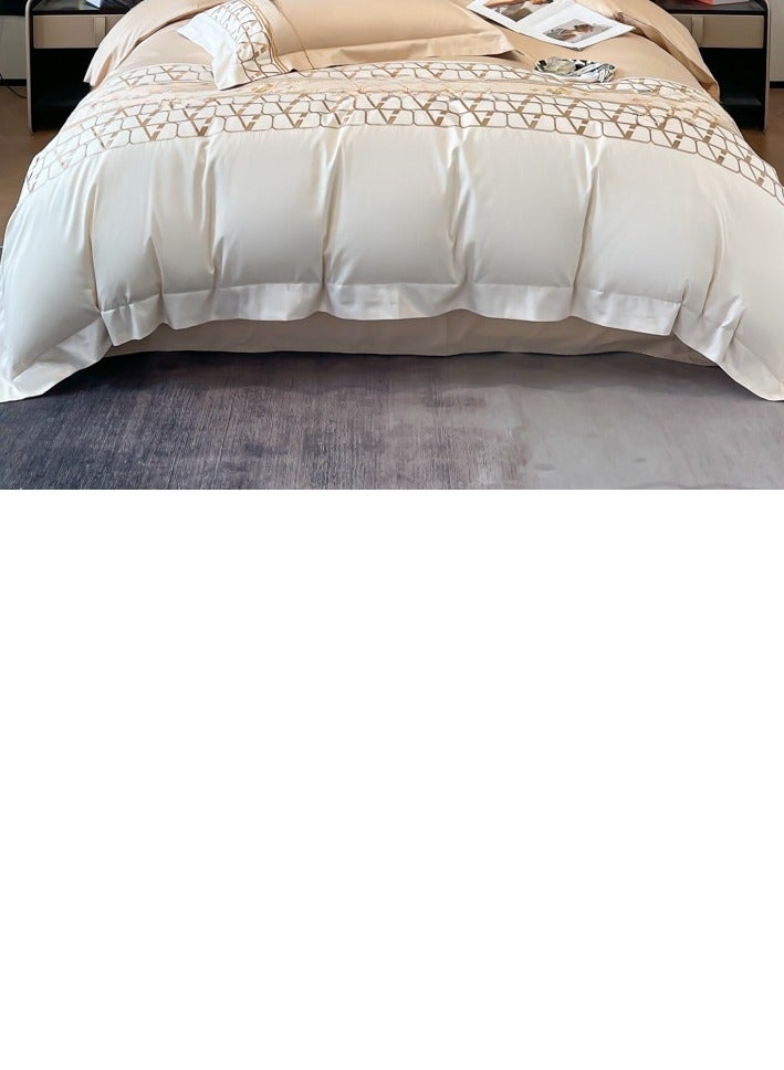 Bed Sheet Style — French High-End 180 Thread Pure Cotton Embroidered Bedding Four Piece Set - Image 3