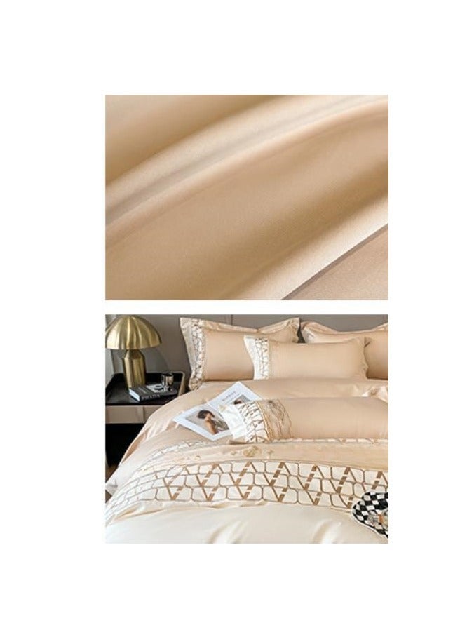 Bed Sheet Style — French High-End 180 Thread Pure Cotton Embroidered Bedding Four Piece Set - Image 4