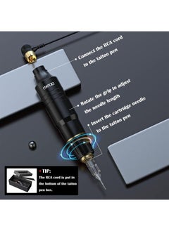 ITATOO Tattoo Kit Tattoo Gun for Beginners Cartridge Tattoo Machine Kit with Tattoo Inks Power Supply Tattoo Pen Kit WTK164(Black) 