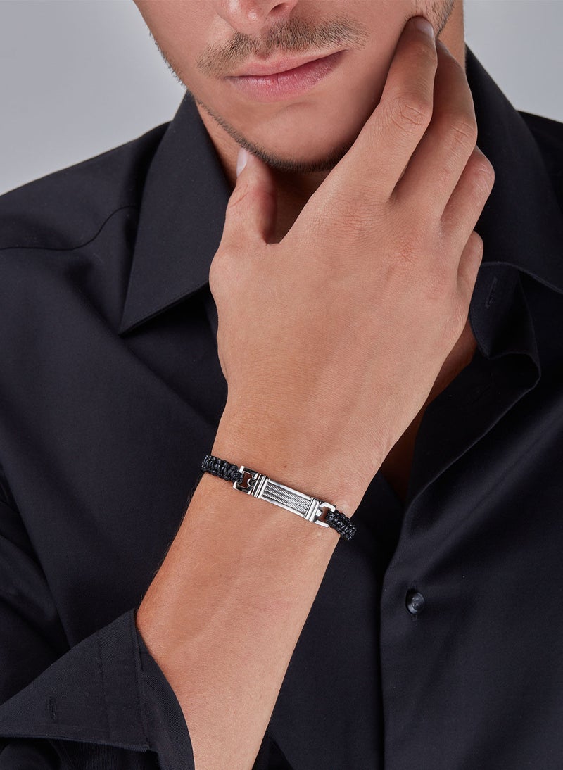 غاي لاروش سوار غي لاروش من الستانلس ستيل والجلد للرجال ، أسود ، 4TW707AV - Image 3