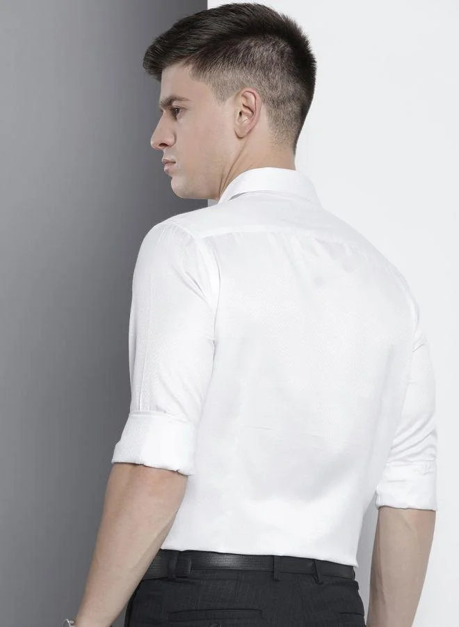 ذا انديان كراج كو Men Slim Fit Solid Full Sleeves Cutaway Collar Formal Shirt