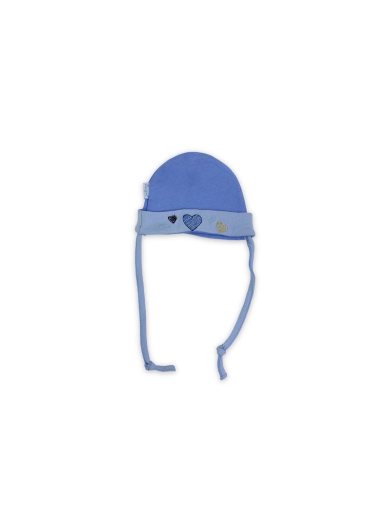 Baby Boys Cotton Beanie – Heart Embroidery - Image 1