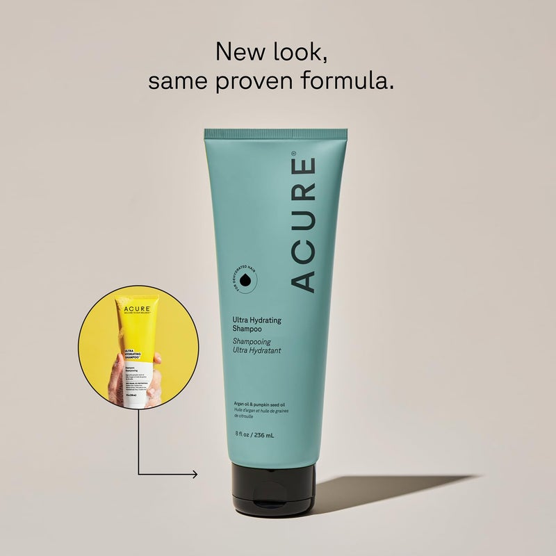 Acure شامبو أكور الفائق الترطيب - شامبو مرطب للنساء والرجال، يرطب وينعم الشعر وفروة الرأس الرقيق والجاف والتالف والمعالج بالألوان بزيت الأركان، نباتي، خالي من البارابين، خالي من الكبريتات - 8 أونصة سائلة - Image 2
