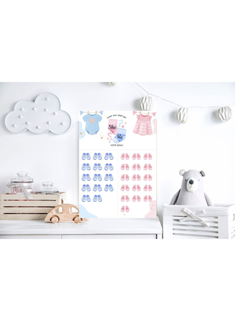 Baby Gender Reveal Board with Stickers Baby Shower Party Voting Poster Games Kit Boy or Girl - Image 3
