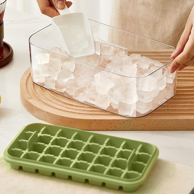 MEZON Ice Cube Tray with Lid and Tray 32 Grid Silicone Ice Cube Tray with Lid and Shovel Freezer Ice Cube Trays Ice Cube Mold for Chilled Beverage Cocktail Coffee - Image 4