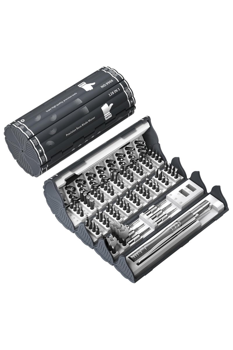 A set of 128 precision mechanical tools, a screwdriver set, a set of small screwdrivers, a 122-in-1 Torx screwdriver set, a magnetic precision set for repairing suitable for iPhones, laptops, cameras, and computers. 