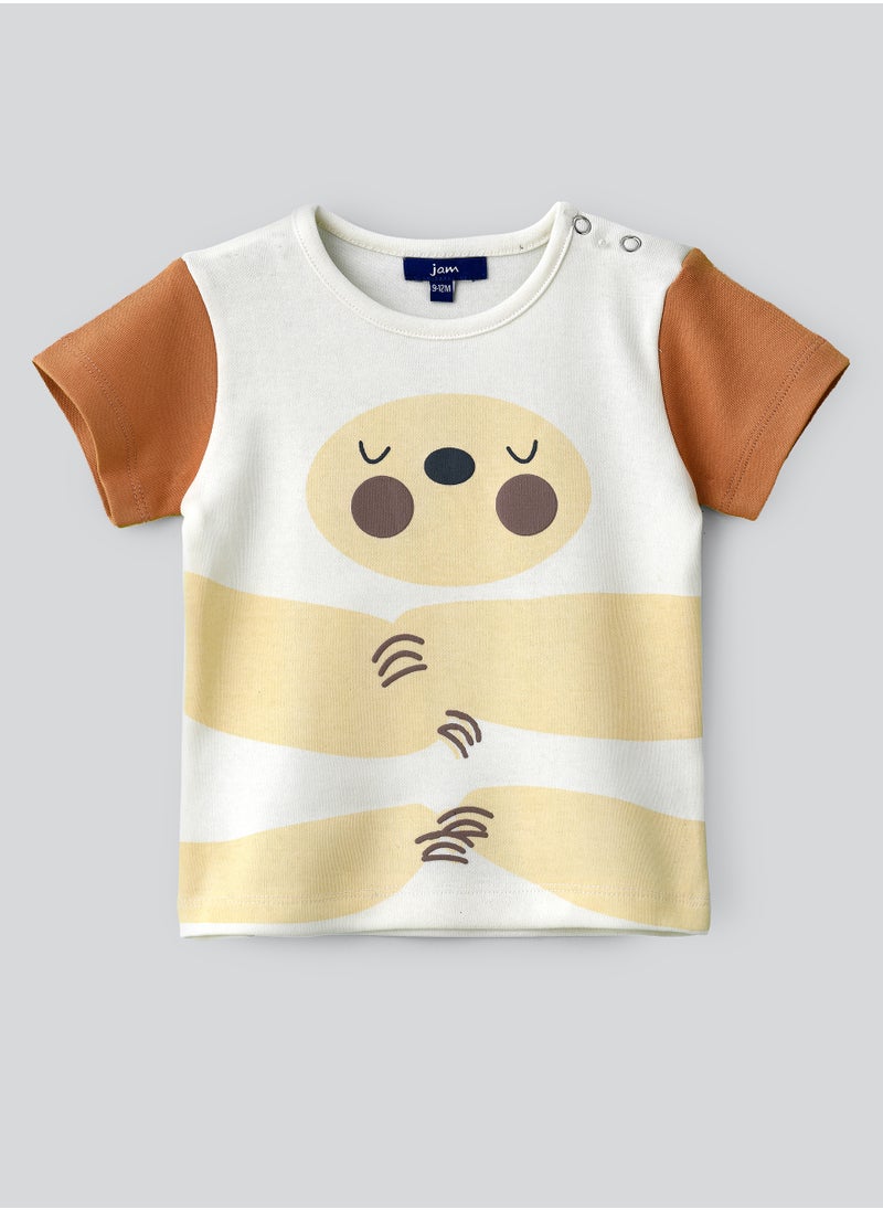 JAM - Adorable Bear Graphic Cotton T-Shirt for Boys - Cream - Image 1