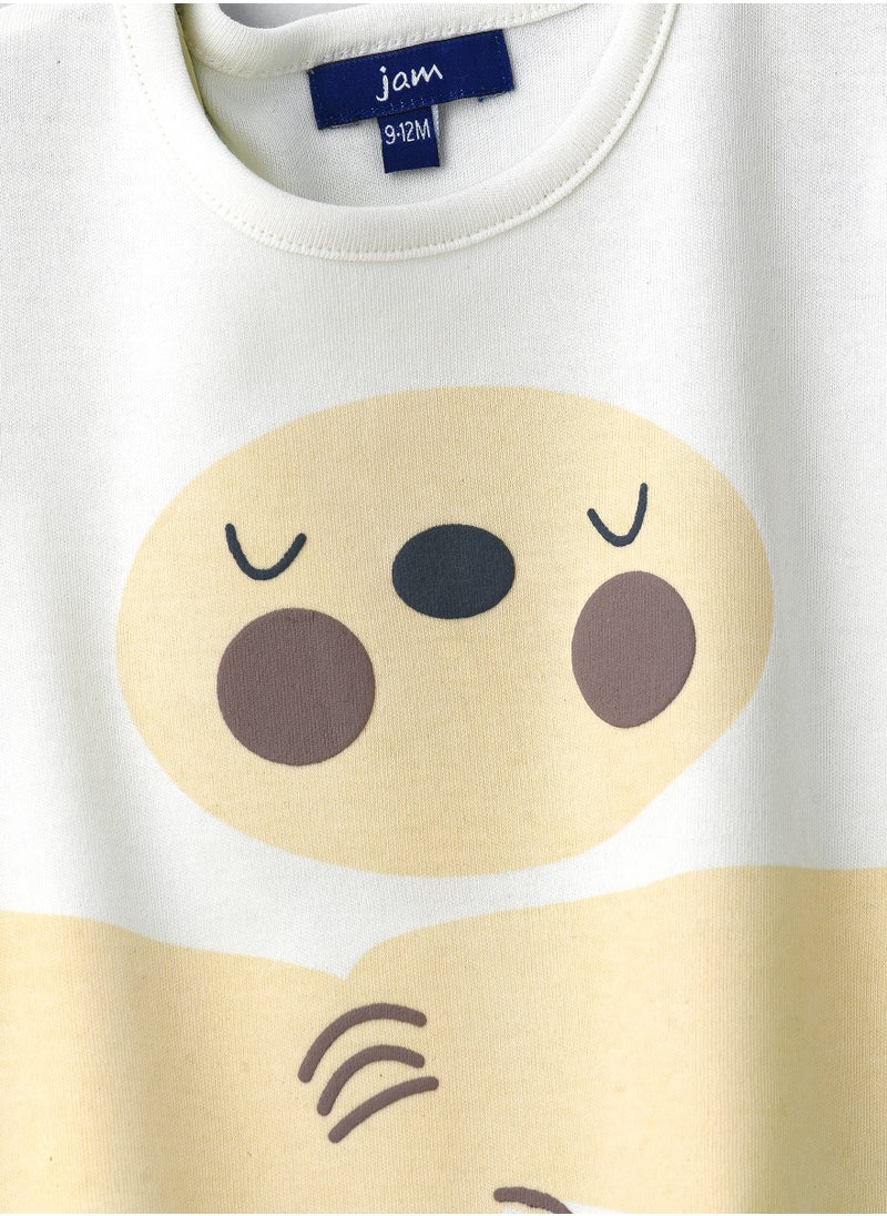JAM - Adorable Bear Graphic Cotton T-Shirt for Boys - Cream - Image 1