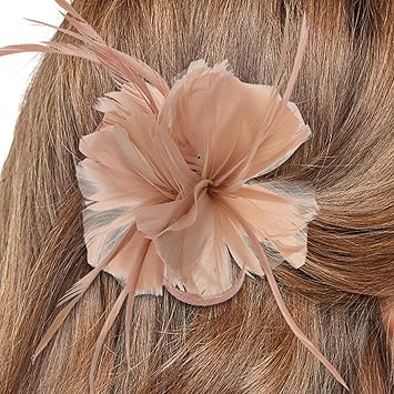 Lurrose Women Fascinator Pink Fascinator Side Hair Clip Flower Hair Pins Vintage Tea Party Headband Wedding Accessories for Girls Ladies - Image 3