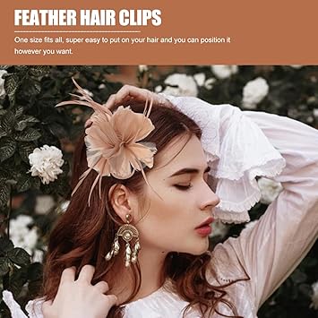 Lurrose Women Fascinator Pink Fascinator Side Hair Clip Flower Hair Pins Vintage Tea Party Headband Wedding Accessories for Girls Ladies - Image 5