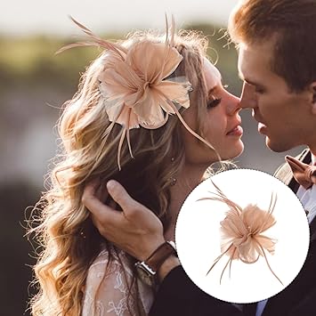 Lurrose Women Fascinator Pink Fascinator Side Hair Clip Flower Hair Pins Vintage Tea Party Headband Wedding Accessories for Girls Ladies - Image 4