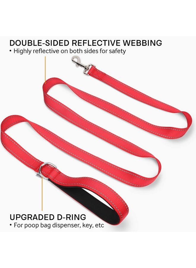 Joytale - Joytale Double-Sided Reflective Dog Leash, 6 FT/5 FT/4 FT, Padded Handle Nylon Dogs Leashes for Medium & Large Dogs Walking, Red, 6FT - Image 1