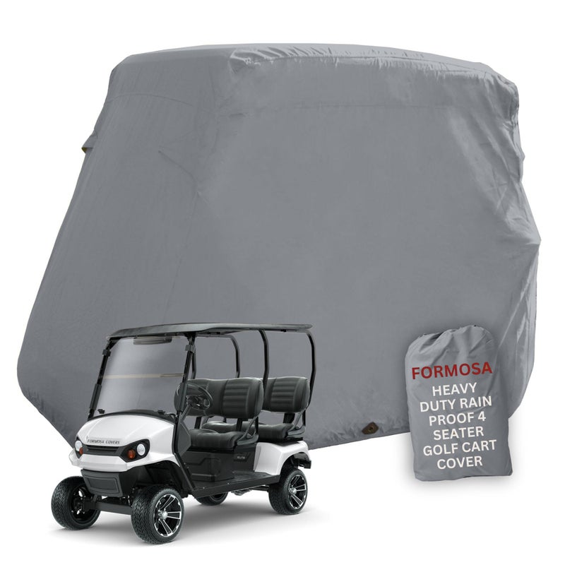 Formosa Covers Deluxe Golf Cart Cover 4 Passenger Extended Roof Premium Golf Cart Accessories All Weather fits 80" Roof 112" L Body EZGO, Club Car, Evolution, Yamaha G, GEM e2 - Grey - Image 3