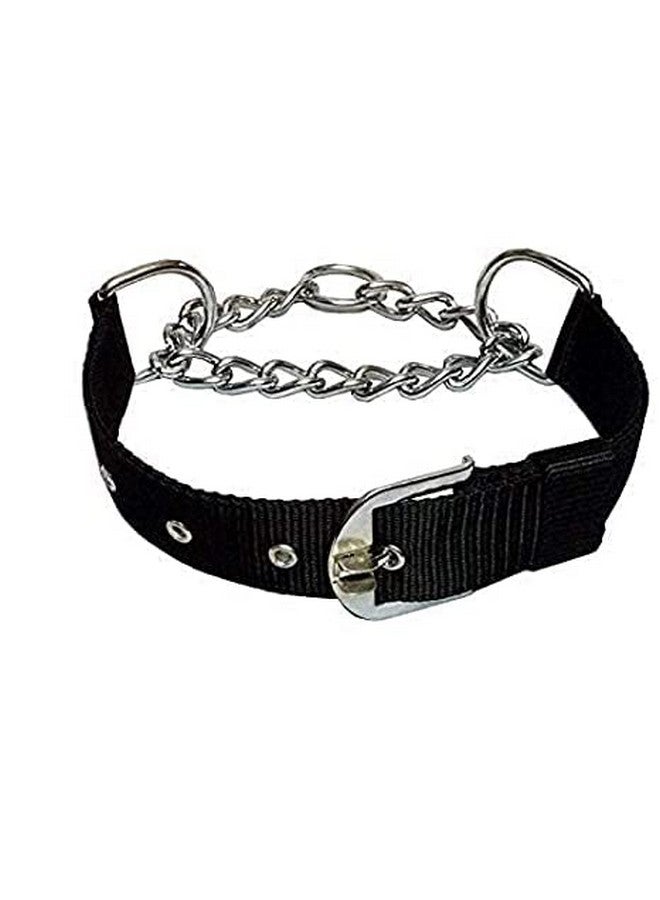 Adjustable Dogs Nylon Half Chain Collar And Stainless Steel Half Choker For All Breed Dogs And Puppies, Black - Large-1.25 Inches - Image 3