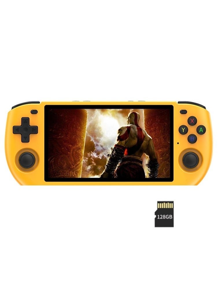 POWKIDDY RGB10 MAX3 Handheld Game Console, 5 Inch IPS Screen Retro Video Game Console Open Source Linux Game Player, Support WiFi & Bluetooth,10000+ Games Portable PSP (Yellow, 128G) - Image 1