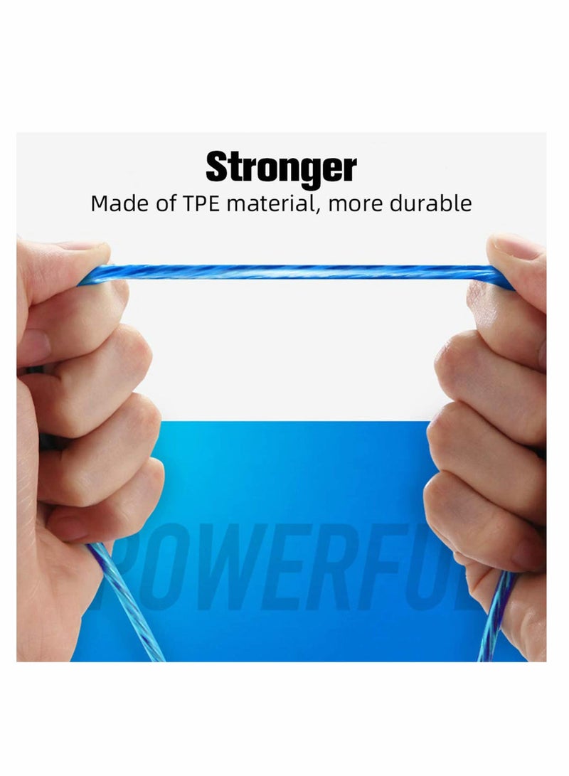 Y&D Multi USB Cable 3 in 1, Blue Led Flowing Charging Shining, Glow The Dark Car Charger Cable, Visible Light Up Charger, for iOS Phone Android Type C (1.2m) - Image 4