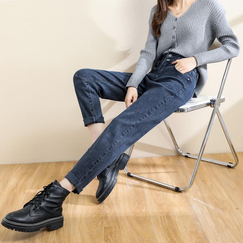 High Waist Torre Jeans Women Plus Size Chubby Girl Loose Slim Harlan Radish Pants - Image 4