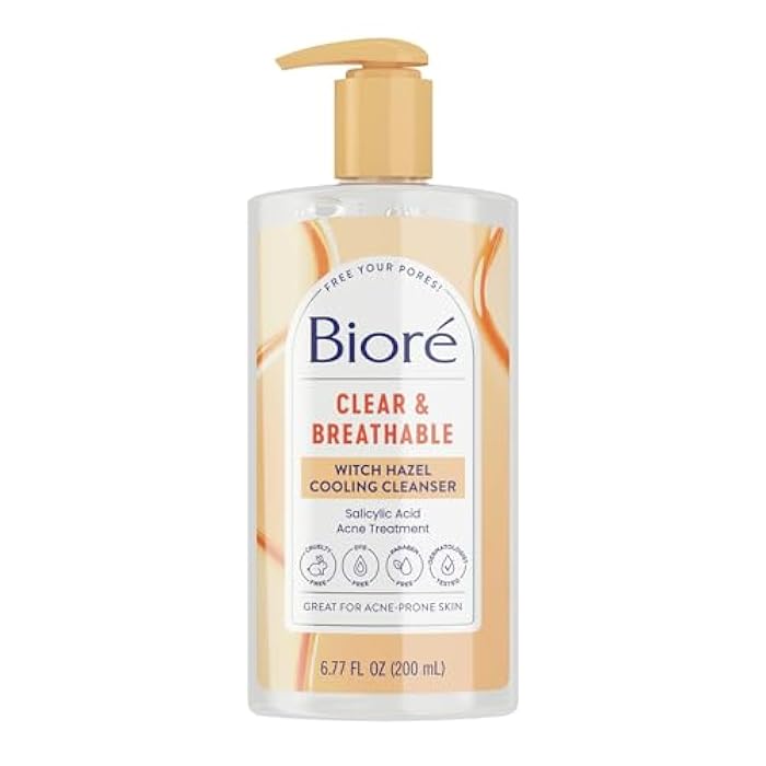 Bioré Biore Clear & Breathable Cooling Cleanser with Witch Hazel, Acne Treatment for Face, Face Scrub for Oily Skin, Salicylic Acid Cleanser, 6.77 Oz - Image 1