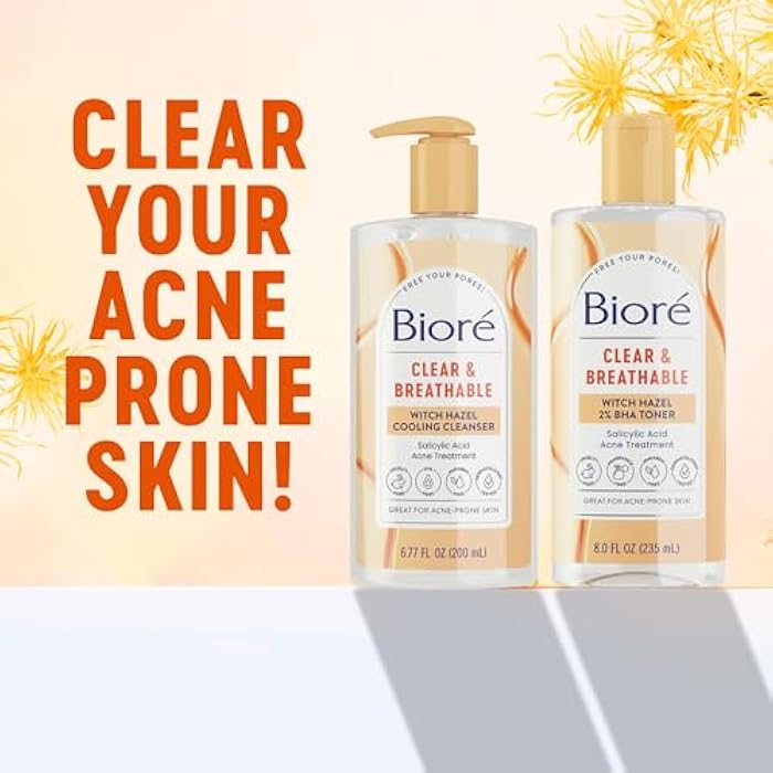 Bioré Biore Clear & Breathable Cooling Cleanser with Witch Hazel, Acne Treatment for Face, Face Scrub for Oily Skin, Salicylic Acid Cleanser, 6.77 Oz - Image 2