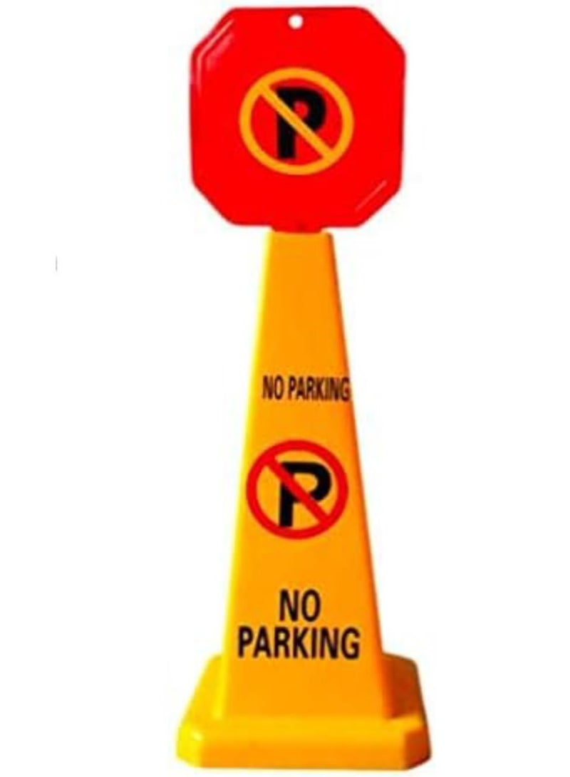 No Parking Cone | Yellow No Parking Sign with 4 Sides View | Easily Noticable No Parking Square Signboard 68x28x28 cm ( Pack of 2) - Image 2