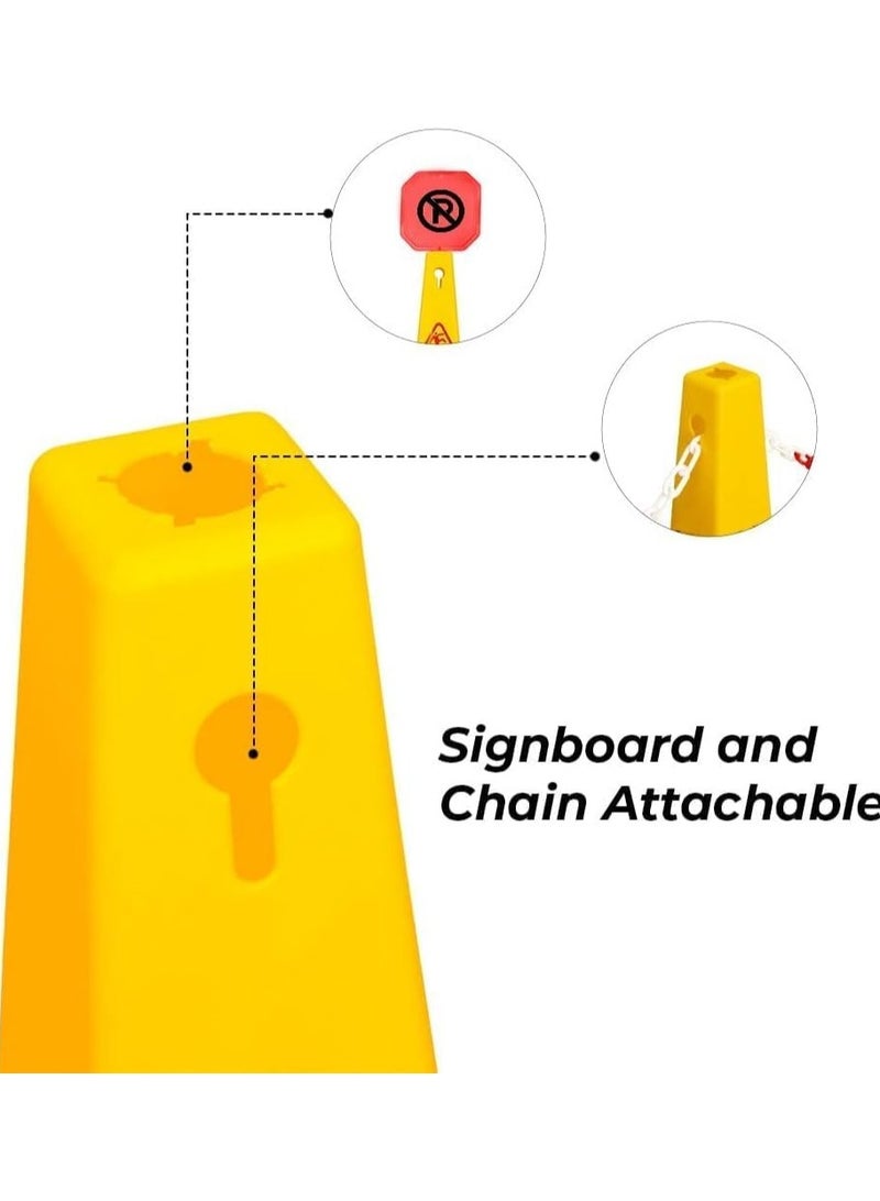 No Parking Cone | Yellow No Parking Sign with 4 Sides View | Easily Noticable No Parking Square Signboard 68x28x28 cm ( Pack of 2) - Image 5