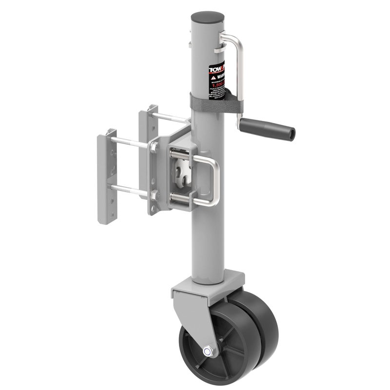 TOWKING 6inch Dual Wheels Trailer Jack 13 Vertical Movement 1500 lbs for RV Boat Trailer and More Silver