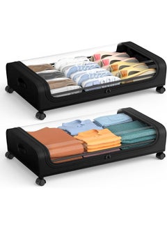Lovelyduo Lovelyduo Underbed Storage Box with Wheels 50L Large Capacity Metal Frame NonWoven Fabric Rolling Under Bed Organizer for Clothes Shoes Toys Blankets SpaceSaving Storage Solutionpack of 1  - Image 1