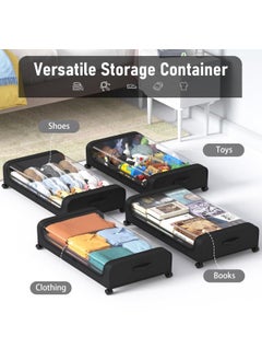 Lovelyduo Lovelyduo Underbed Storage Box with Wheels 50L Large Capacity Metal Frame NonWoven Fabric Rolling Under Bed Organizer for Clothes Shoes Toys Blankets SpaceSaving Storage Solutionpack of 1  - Image 3