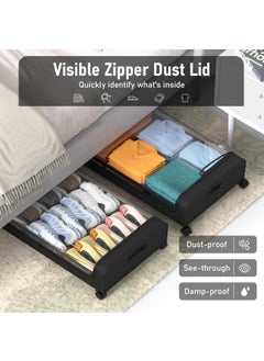 Lovelyduo Lovelyduo Underbed Storage Box with Wheels 50L Large Capacity Metal Frame NonWoven Fabric Rolling Under Bed Organizer for Clothes Shoes Toys Blankets SpaceSaving Storage Solutionpack of 1  - Image 5