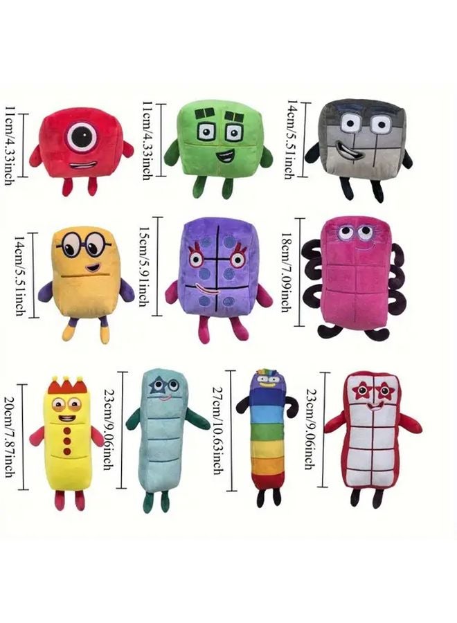 Nine Colorful Cartoon Number Blocks Plush Toy Soft Math Stuffed Doll 1 10 Educational Birthday Gift - Image 3