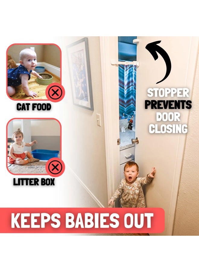 Door Buddy قفل باب مقاوم للأطفال ومثبت باب للقطط. حزام باب قابل للتعديل لقفل باب الأطفال وإبعاد الطفل عن طعام القطط وصندوق الفضلات. - Image 2