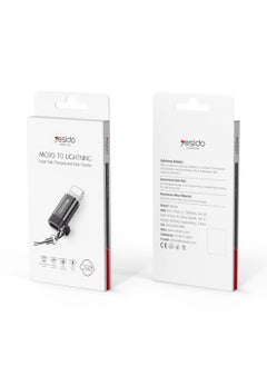 Yesido GS05 Connector Adapter Micro to Lightning Aluminum Alloy TPE Anti-lost Lanyard Mini OTG Adapter Charging Transmission - Black