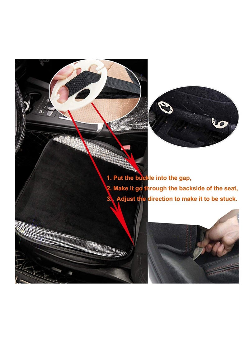 Generic - Bling Seat Covers for Women Girls Rhinestone Breathable Mesh Front Seat Covers Seat Protector Black Seat Covers with Shining Crystals -1Piece for 1 Front Seat, Universal Fit 95% Cars(White) - Image 1