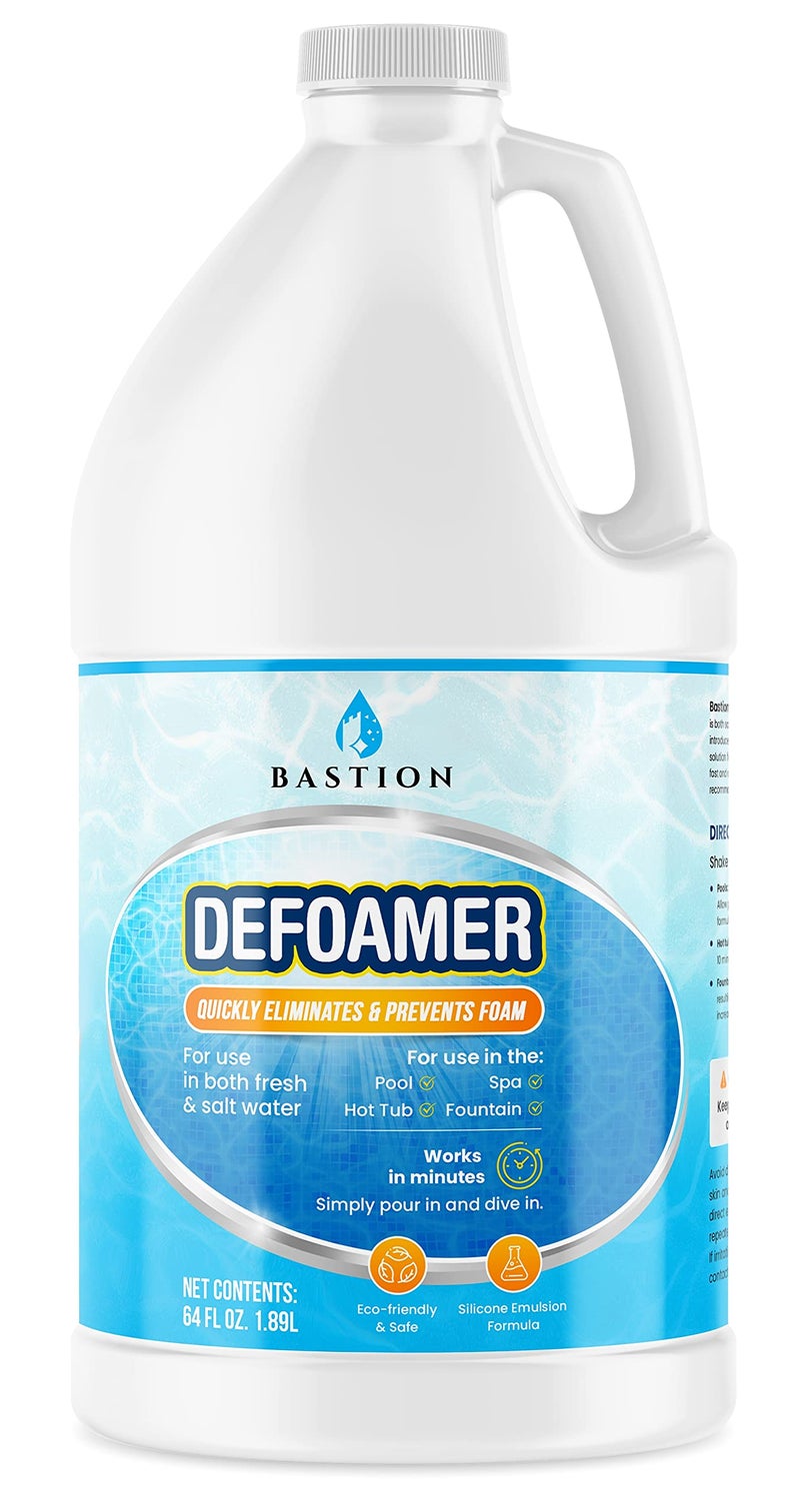 Bastion Hot Tub Defoamer - Pool, Fountain, & Spa - Antifoam Concentrate - Silicone Emulsion - Quickly Removes & Prevents Foam in Water - Eco Friendly & Safe Formula - No Harsh Chemicals - 1/2 Gallon (64 oz.) - Image 1
