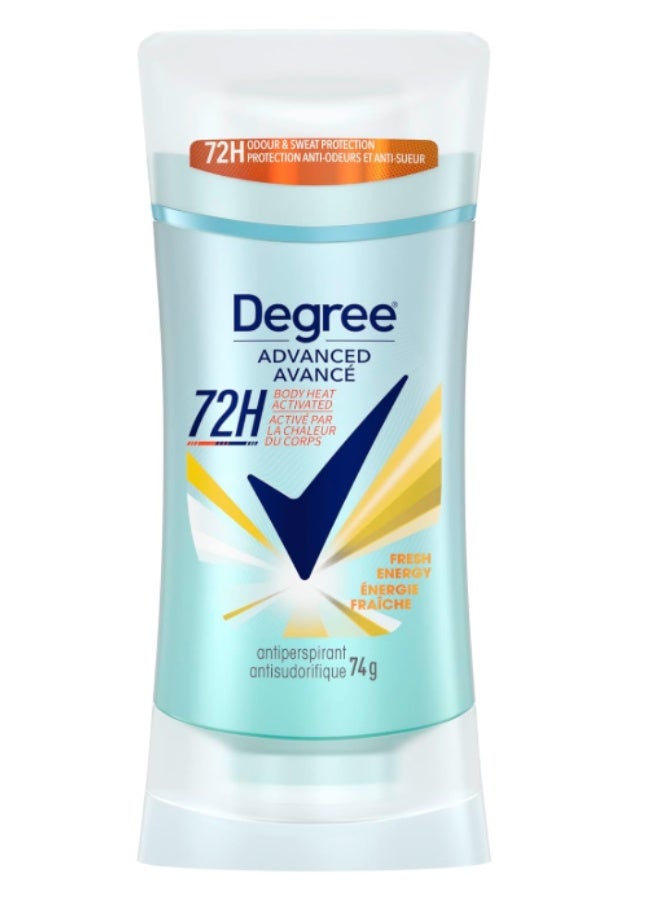 Degree Advanced Antiperspirant Deodorant Stick Fresh 72H Protection, 74g | MotionSense Tech, lily tiare floral scent, women's daily antiperspirant deodorant stick for 72H sweat and odour protection