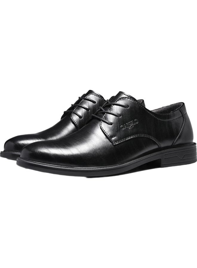 CARTELO Leather Shoes For Men, Cowhide Business Casual Soft-Soled Soft Leather Formal Derby Shoes, 6260 Black, Size 41 - Image 1
