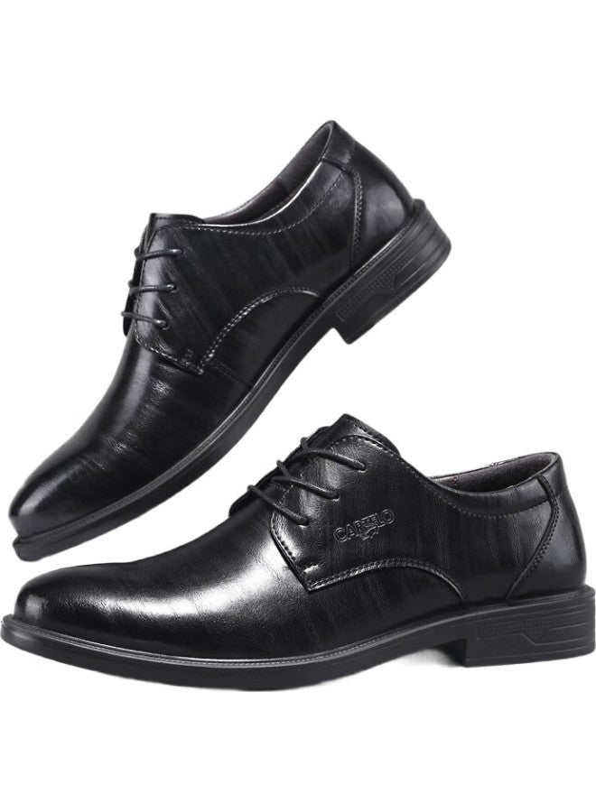 CARTELO Leather Shoes For Men, Cowhide Business Casual Soft-Soled Soft Leather Formal Derby Shoes, 6260 Black, Size 41 - Image 2