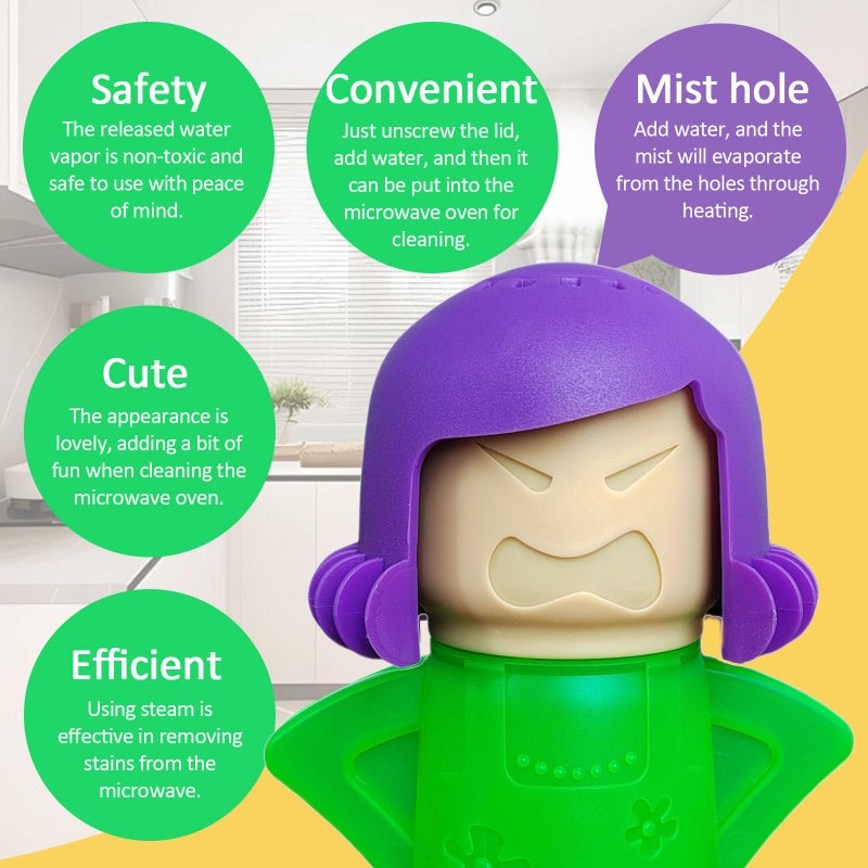 NGT new guide steps Microwave Cleaner Microwave Angry Mama Oven Cleaner High Temperature Steam Cleaning Equipment Tool Steam Cleans Add Vinegar and Water (Green) - Image 4