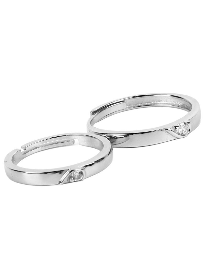GGOOT Women Ring, Silver 1 Pair Couple Ring Set for Anniversary - Image 2