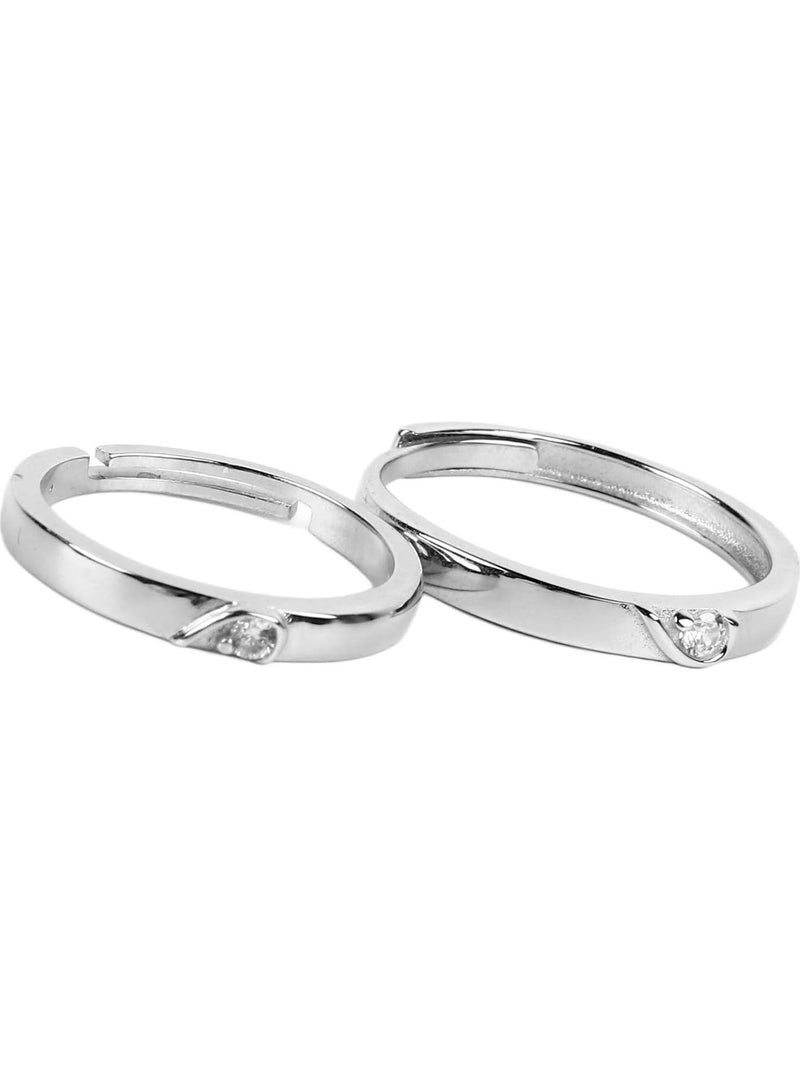 GGOOT Women Ring, Silver 1 Pair Couple Ring Set for Anniversary - Image 5