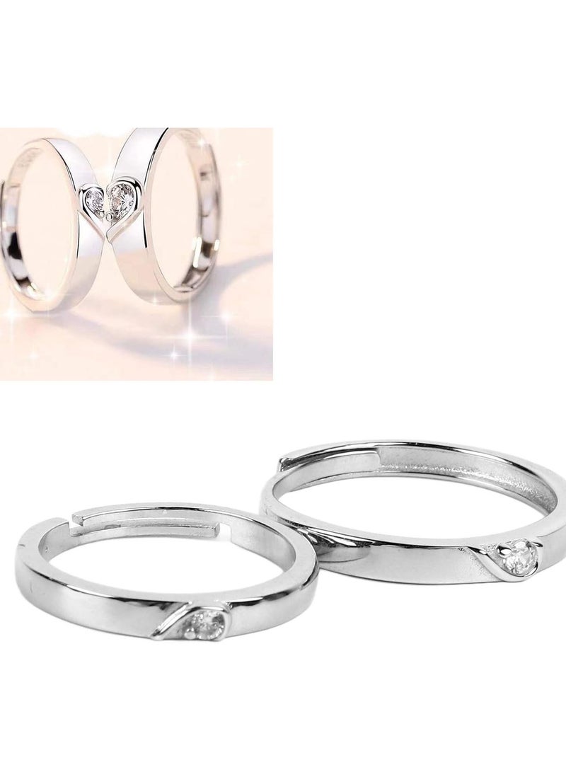 GGOOT Women Ring, Silver 1 Pair Couple Ring Set for Anniversary - Image 4