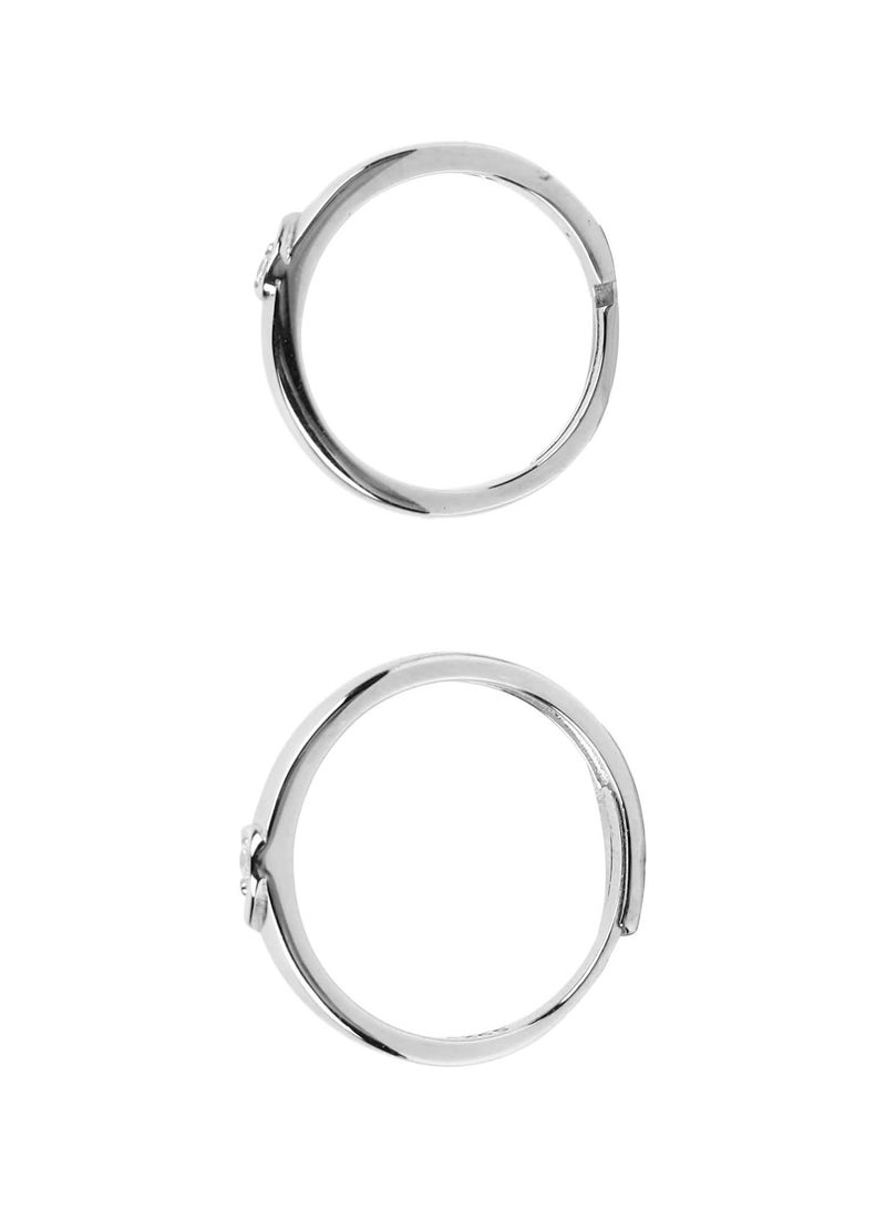 GGOOT Women Ring, Silver 1 Pair Couple Ring Set for Anniversary - Image 3