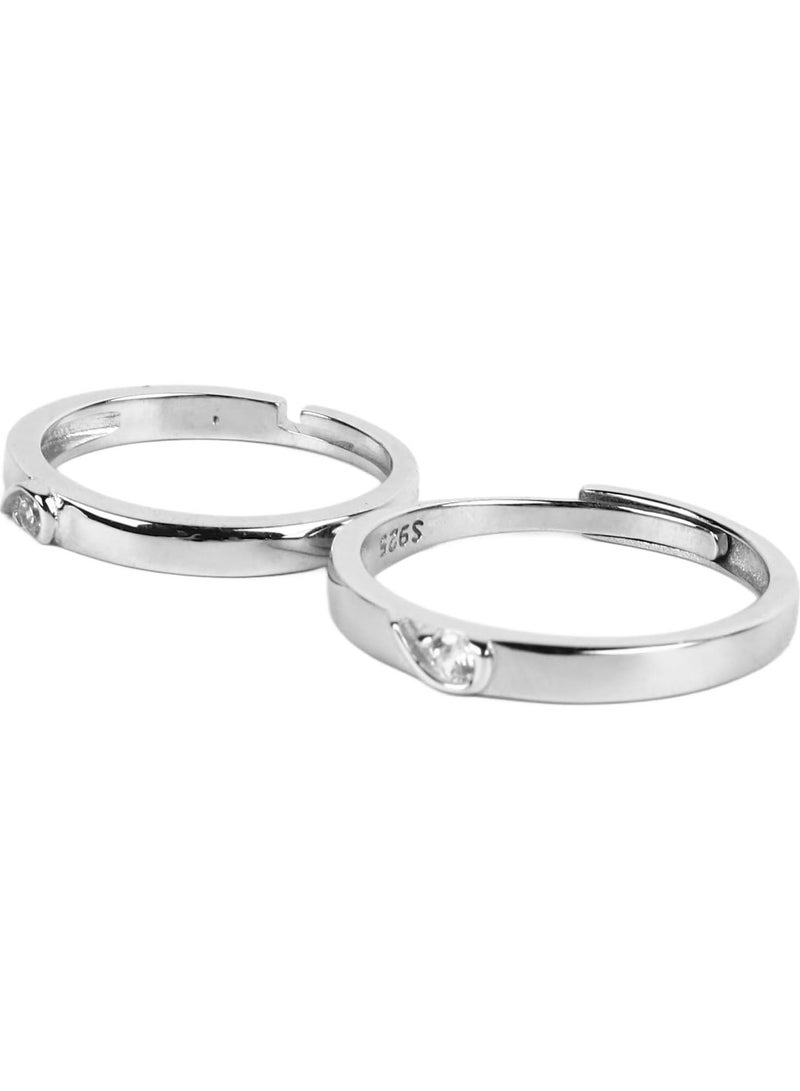 GGOOT Women Ring, Silver 1 Pair Couple Ring Set for Anniversary - Image 1