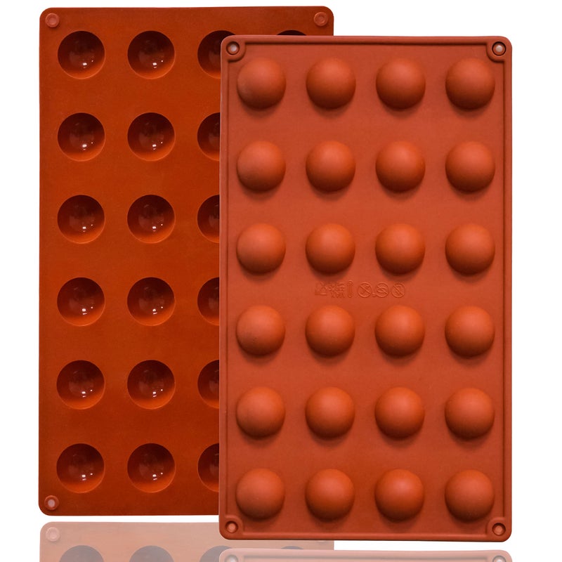 Lerykin Mini 24-Cavity Semi Sphere Silicone Molds Non-Stick, 2 Packs Half Sphere Silicone Baking Molds for Making Jelly, Chocolates and Cake - Image 1