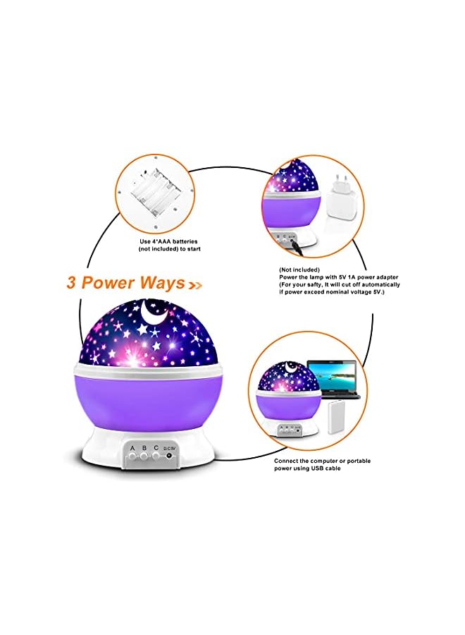 The Bros Romantic Sky Star Master Night Light Projector Children Kids Baby Sleep Lighting USB Lamp LED Projection,Star Night Light Projector for Baby,360° Rotating Starry Lamp for Kids 9 Light Modes - Image 4