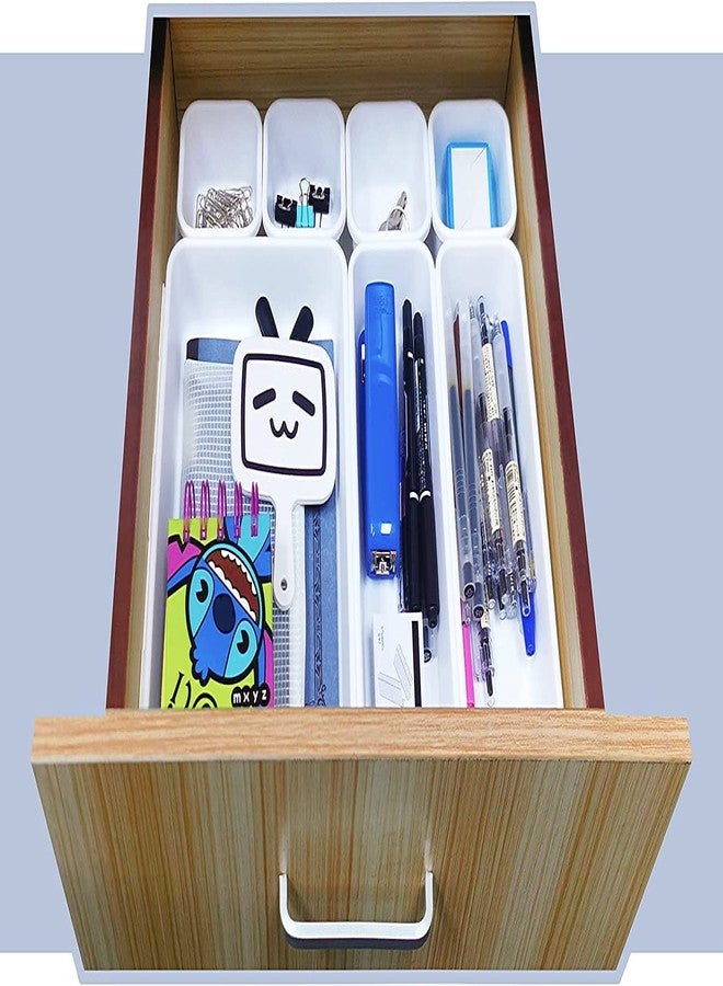 Surfexa16pcs Household Drawer Organizers Dustproof Desk Stationery Storage Box Women Makeup Organizer for Kitchen Bathroom accessories | White - Image 5