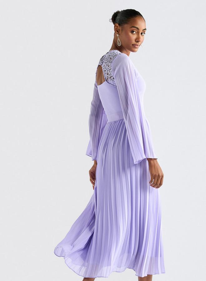 سبلاش فيڤ فستان بأكمام واسعة وتفاصيل دانتيل - Image 1